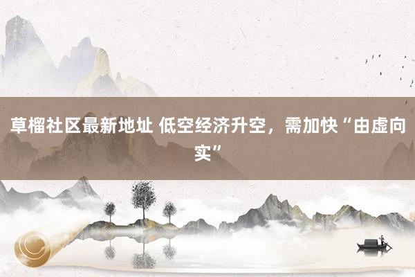   草榴社区最新地址 低空经济升空，需加快“由虚向实”