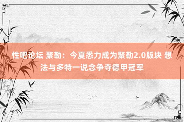   性吧论坛 聚勒：今夏悉力成为聚勒2.0版块 想法与多特一说念争夺德甲冠军