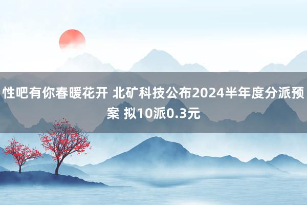   性吧有你春暖花开 北矿科技公布2024半年度分派预案 拟10派0.3元