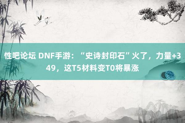   性吧论坛 DNF手游：“史诗封印石”火了，力量+349，这T5材料变T0将暴涨