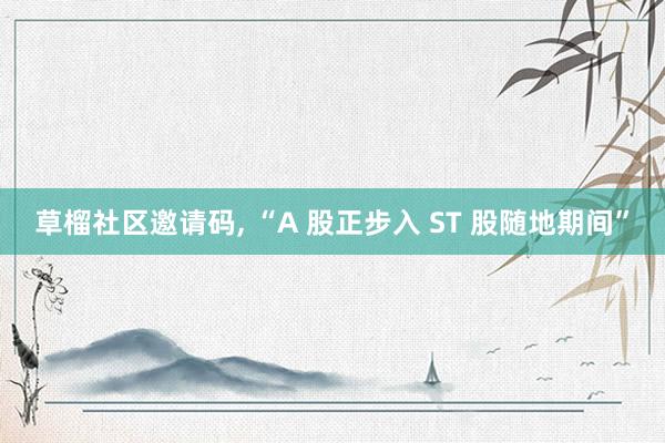   草榴社区邀请码, “A 股正步入 ST 股随地期间”