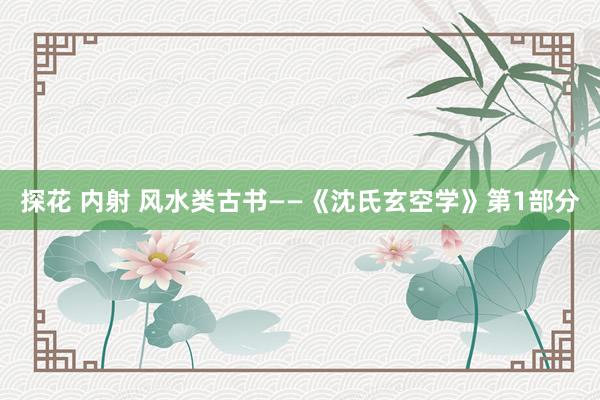 探花 内射 风水类古书——《沈氏玄空学》第1部分